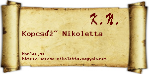 Kopcsó Nikoletta névjegykártya