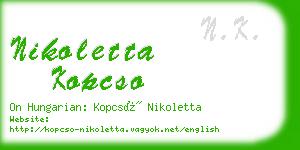 nikoletta kopcso business card